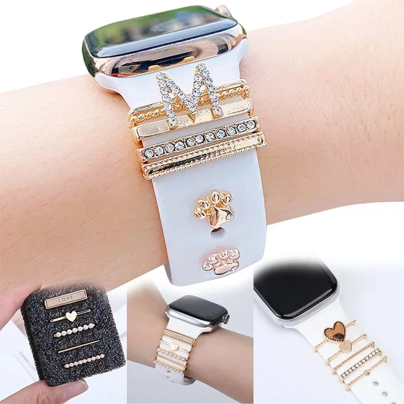 Decoration Ring For Apple watch band series 10 8 7 6 5 se 9 Ultra Diamond Jewelry Charms for Samsung/Huawei 20-22mm watch strap