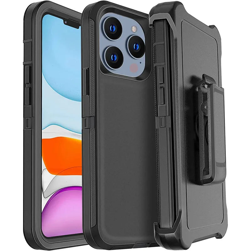 Rugged Armor OTT Defender Phone Case For IPhone 17Air 16E 15 14Plus 13 12 Pro Max Shockproof Protection Cover With Belt Clip Box