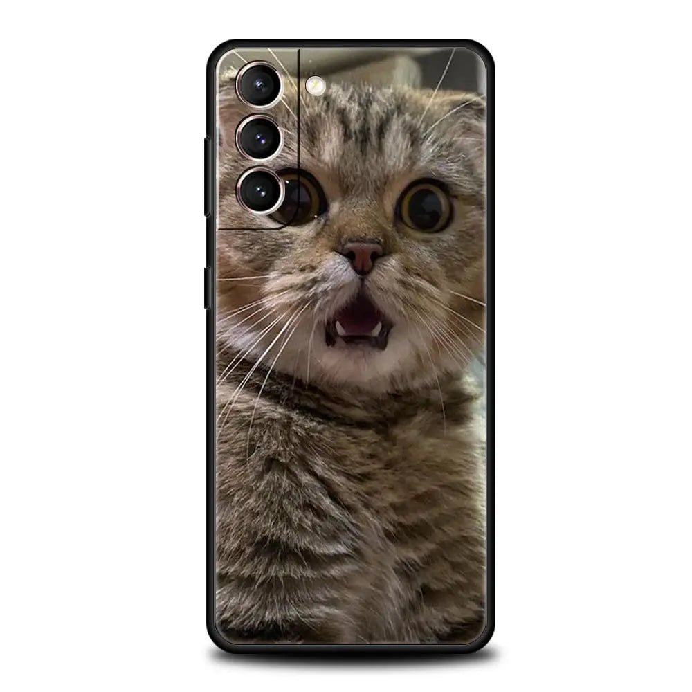 Kawaii Love Cat Phone Case For Samsung Galaxy S25 Edge S24 S23 S22 S21 Ultra S20 FE 5G S10 S10E S9 Plus Soft TPU Cover