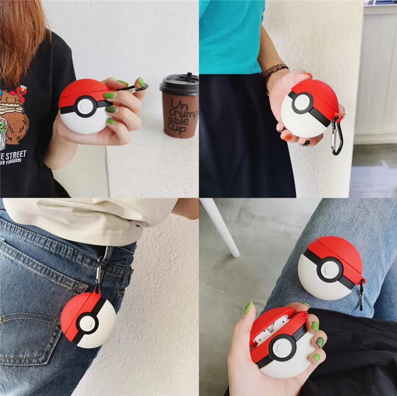 For Airpods Pro 3 Case 2025,Pokemon Ball Silicone Earphone Cover For Airpods Pro 2 Case/Airpods 4 3 2 1 Case Funda