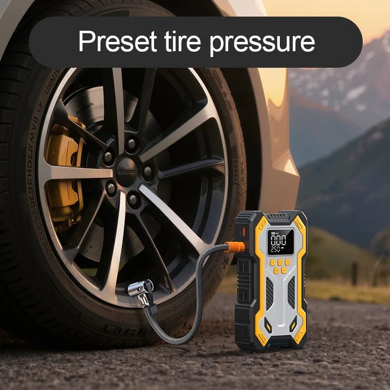 Car Jump Starter With Air Compressor LCD Screen 30000mAh Portable Booster Charger 7000A Powerful Car Battery Starting Devi