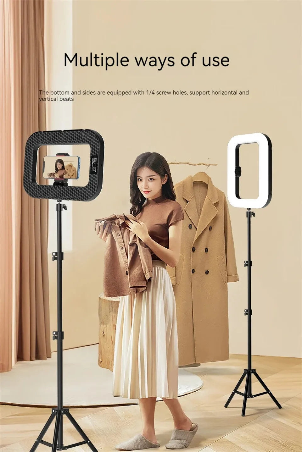 Roreta New Handheld Ring LED Rechargeable Fill Light Portable Mobile Phone Live Broadcast Selfie Photography with Phone Clip