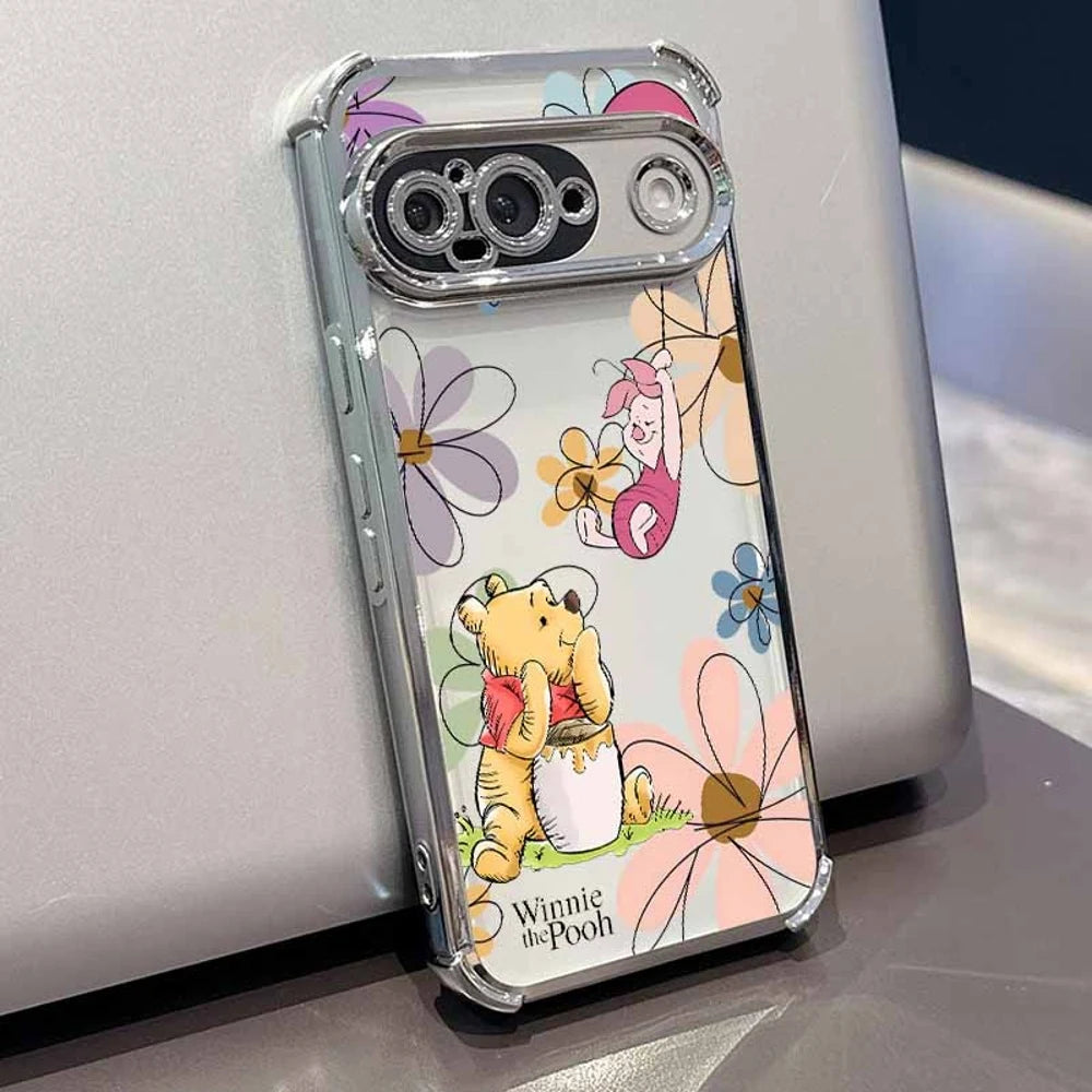 Winnie the Pooh Anime Phone Case For Google Pixel 10A 9A 9 8A 8 7A 7 Pro XL Plating Drop-proof Transparent Soft Cover