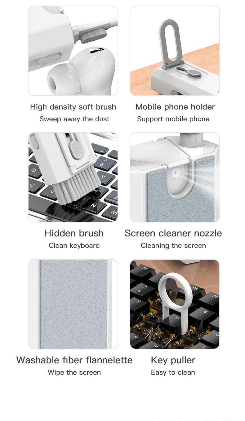 Multi-function Phone Tablet Keyboard Cleaning Kit for iPhone and AirPod headphone Brush Keyremover screen cleaner