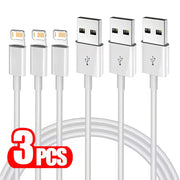3PCS USB Fast Charging Data Cable For iPhone X XR XS Max 11 12 13 Mini 14 Pro Max 6S 7 8 14 Plus Rapid Charge USB-A Phone Cables