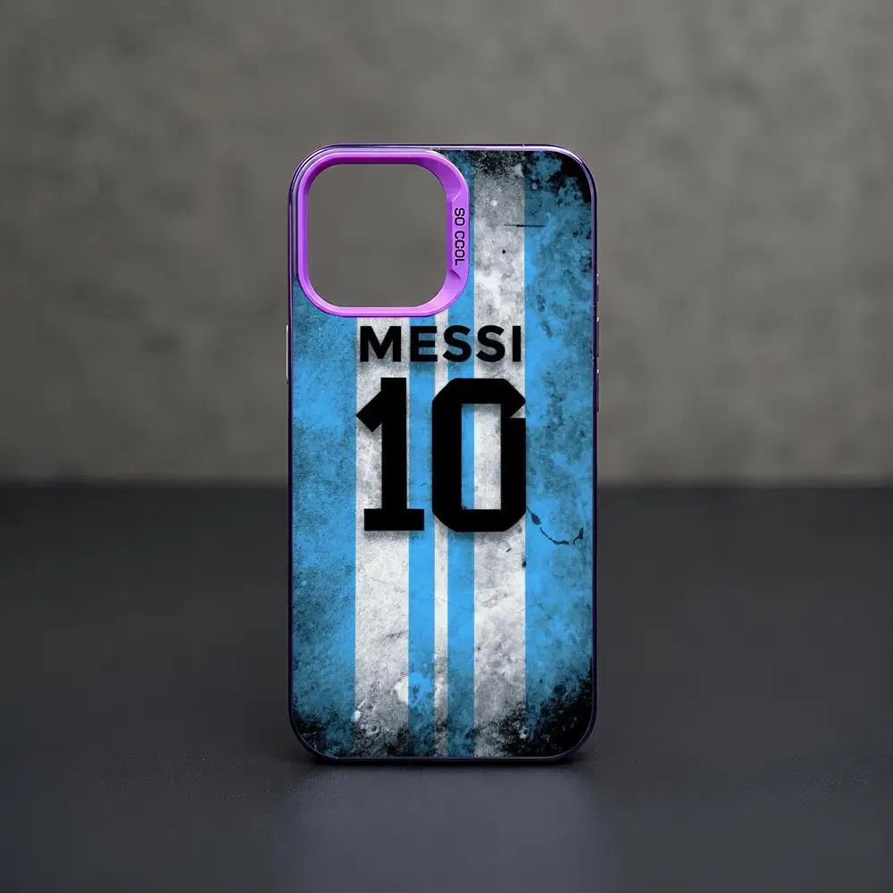 1 Football Star Messi #10 Logo Phone Case iPhone 11/12/13/14/15/16/17 Pro Max Color Gradient TPU Slim Shockproof Case