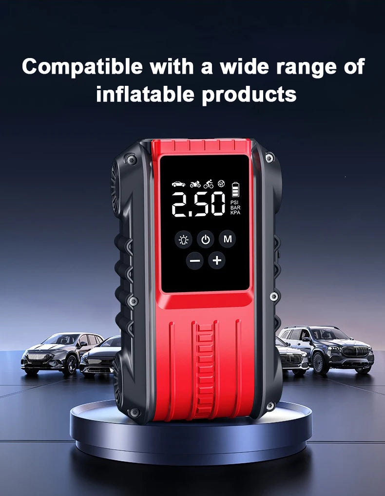 Car Jump Starter 1800A/600A 12V Car Tire Inflator Portable Charger Petrol Diesel Auto Starting Device Booster Emergency Starter