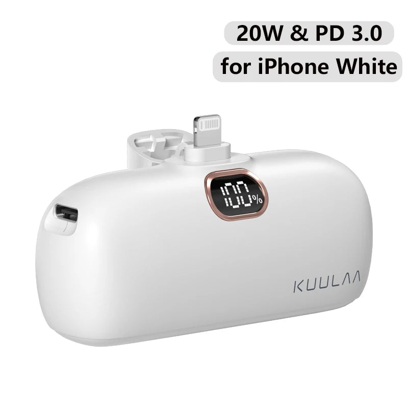 KUULAA Mini Power Bank 5000mAh PowerBank QC PD Fast Charging For iPhone 15 14 13 Batterie Externe Portable Charger For Xiaomi Mi