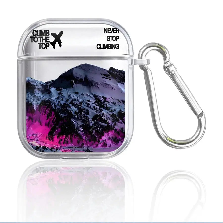 Case For Airpods 1 3 2 Pro3 Pro 4 Pro2 Clear Earphone Cases Cover Snow Mountain Airplane