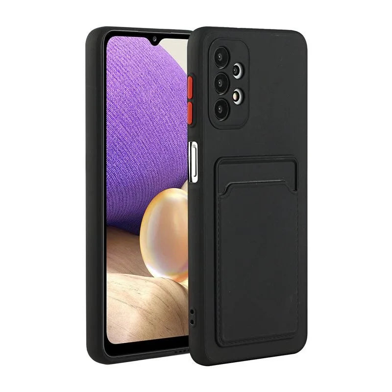 Soft Silicone Card Holder Cover For Samsung Galaxy S24 S23 S22 S21 S20 Plus FE Note 20 Ultra A51 A71 A54 Slot Wallet Back Case