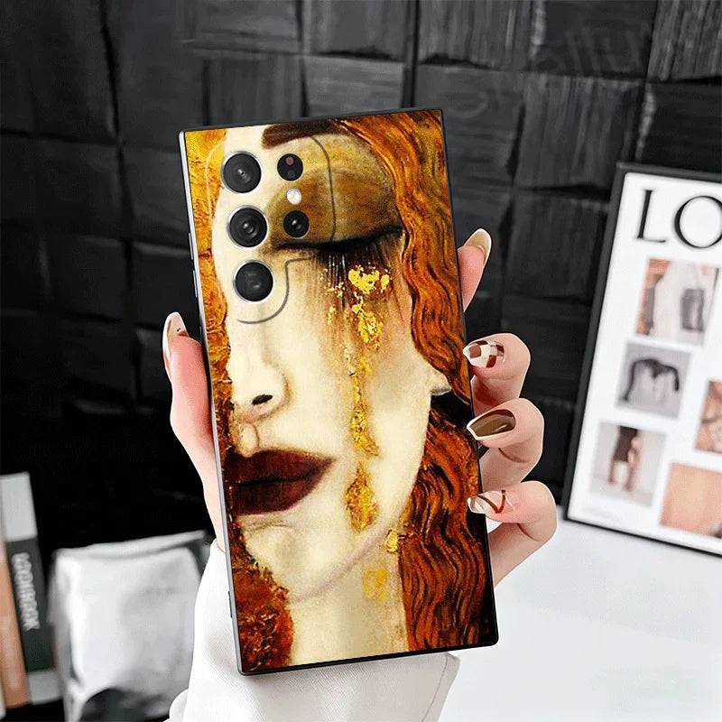 Kiss By Gustav Klimt Art Soft Phone Case for Samsung Galaxy S26 S25 Edge S24 Ultra S23 Plus S22 S21 FE S20 Black Cover Back Shel