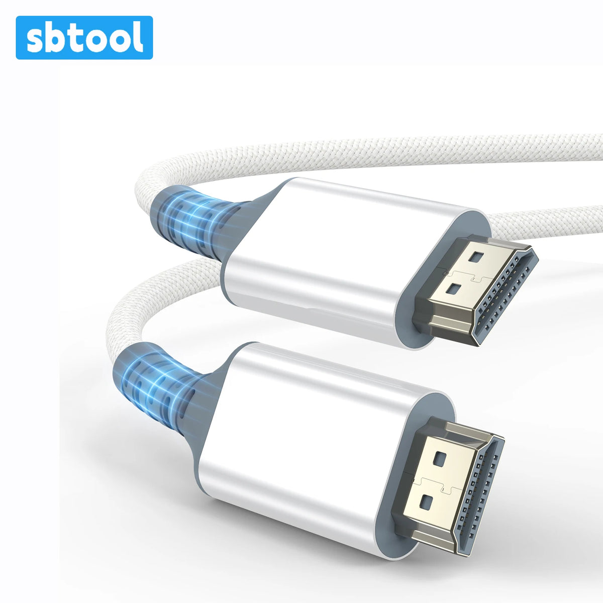 White Braided HDMI 2.1 High-Speed Data Cable 8K Ultra HD Male to Male Cord HDMI Cable for Monitors TV Projectors