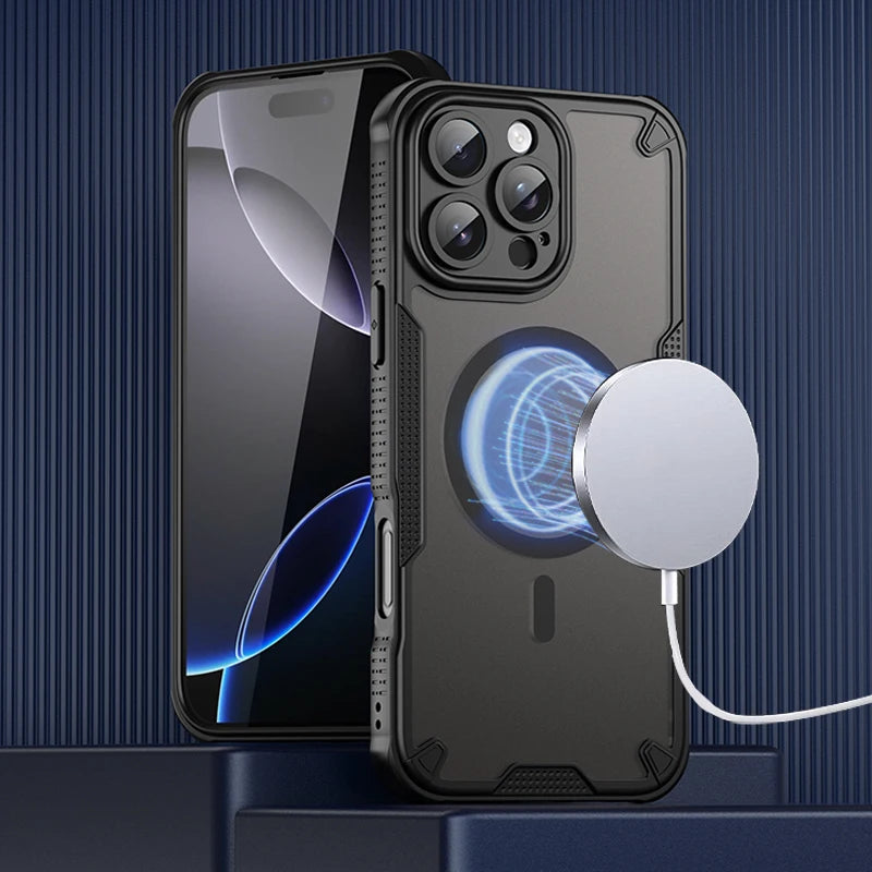 For iPhone 16 Plus Magsafe Wireless Charging Apple 15 Plus Case 15 Pro Translucent iPhone 16 Pro Max Anti-fall Case
