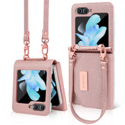 Compatitable With Galaxy Z Flip 8 Case, Girls Women Leather Wallet Phone Case With Hand Strap For Samsung Z Flip 7 Flip 6 5 4 3