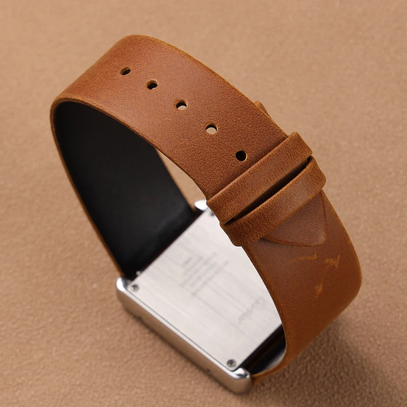 Vintage Handmade Genuine Leather Watchband 18 20 22MM Old Brown Black Soft Men's Watch Strap