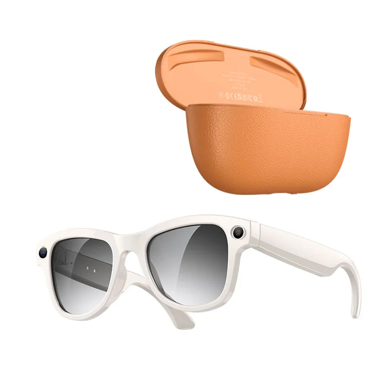 MOGCO Smart AI Glasses, 8MP Camera, Real-time Translation, 3600mAh Charging Case, 43.6g Ultra Lightweight Portable Eyeglasses