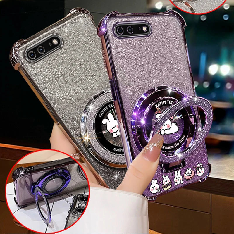 Crystal Strap Glitter Love Rabbit Phone Holder Case On For iPhone 8 Plus 7 6 6s Plus Se 2020 7plus 8plus Anti-knock Stand Cover