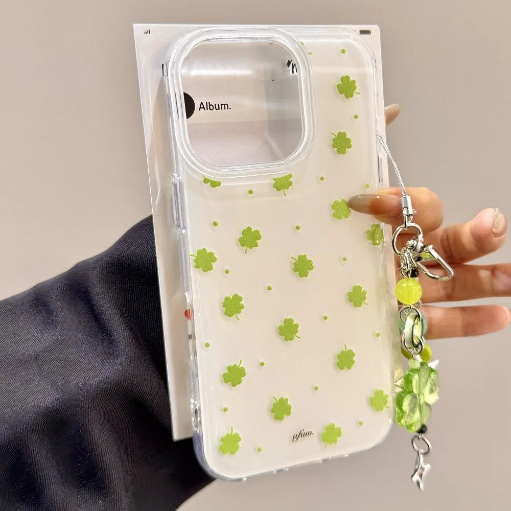 Summer Green Lucky Four-Leaf Clover Phone Case For Samsung Galaxy S25 S24 S23 S22 S21 S20 FE Note20 Edge Plus Ultra Lite 5GCover