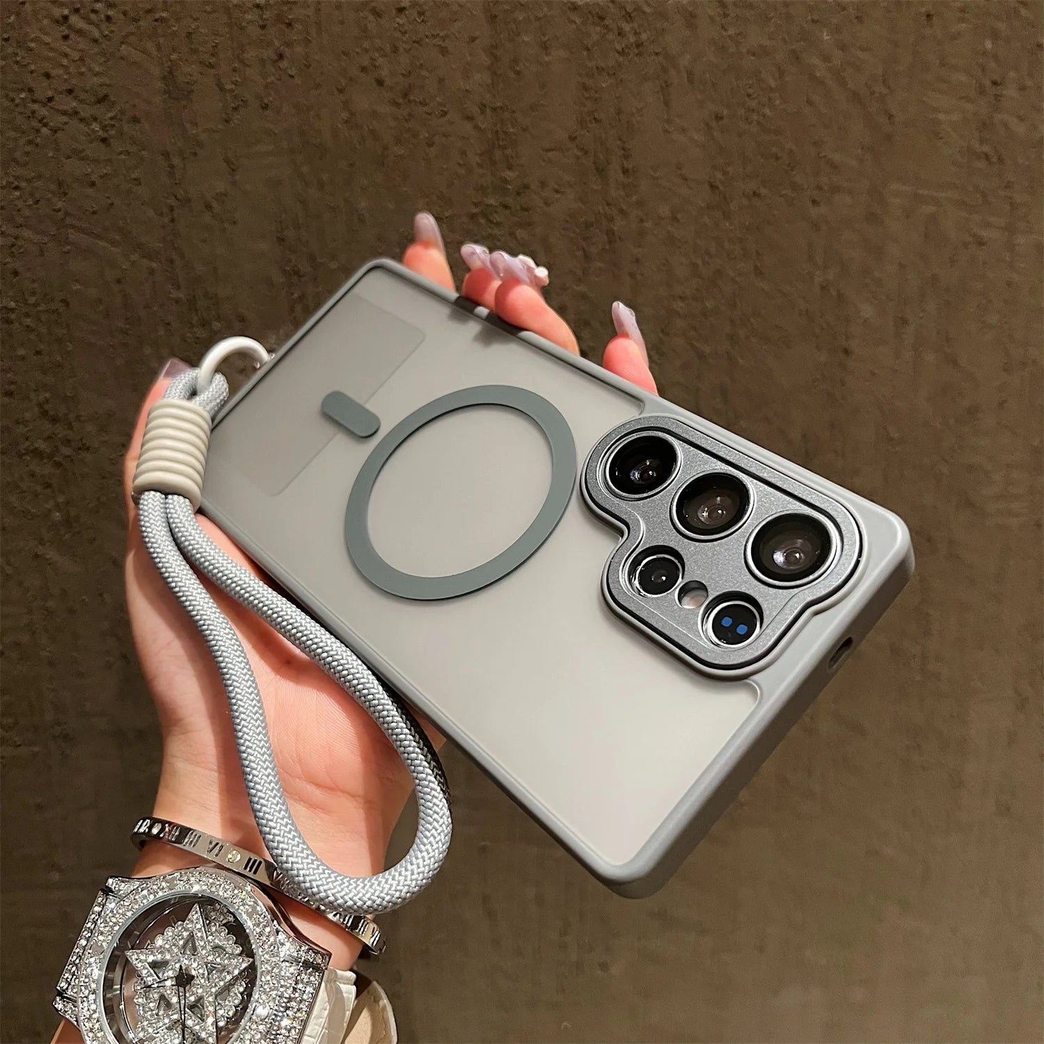 Matte Translucent With Lanyard Magnetic Case for Samsung Galaxy S26 S25 S24 S23 UItra Plus S24 25FE Magsafe Wireless Charge Cove