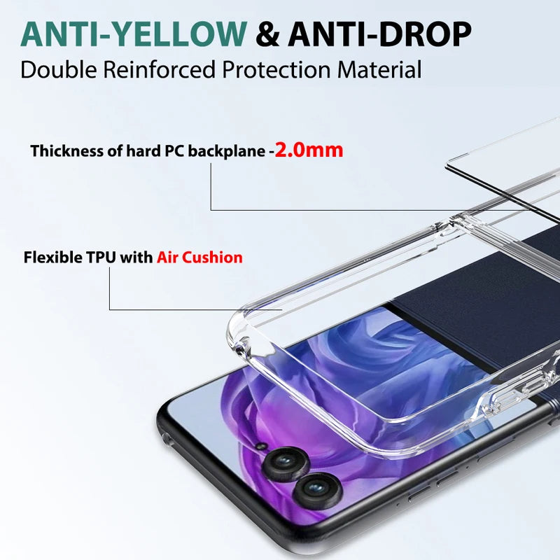 For Motorola Moto Razr 50 60 Ultra, Razr+ 2024 2025 Case ELVEV Anti-drop TPU Hard PC Transparent Phone Cover
