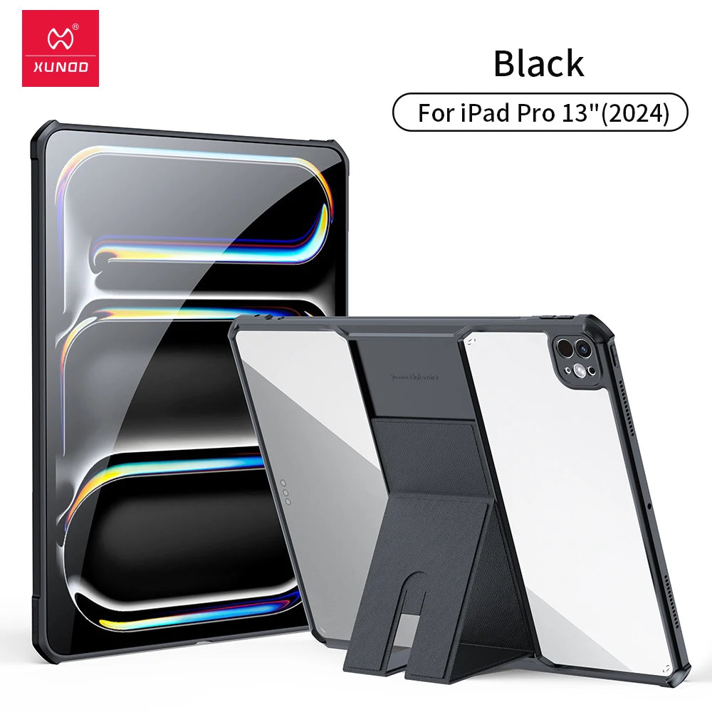 Xundd Tablet Cases For iPad Air iPad Pro 11 13 inch 2024 Shockproof Bumper Protective Case Transparent Back Cover With Holder