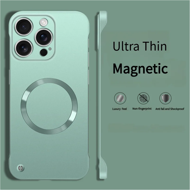 Ultra Thin Metallic Paint Magnetic For Magsafe Case For iPhone 17 Air 16 15 14 13 12 Pro Max Plus Frameless Cooling Hard Cover