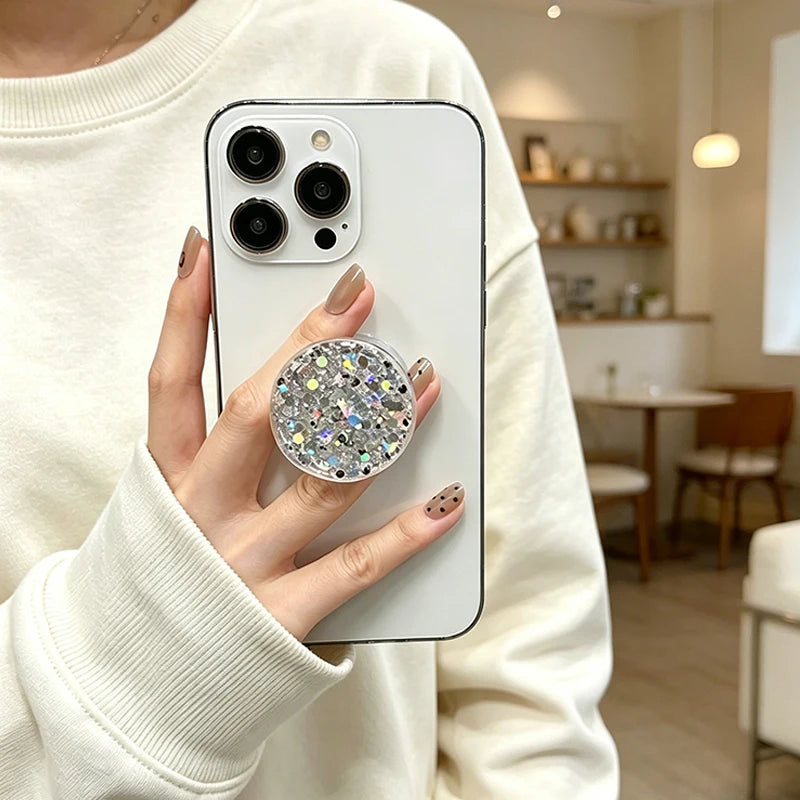 Glitter Phone Grip Socket Foldable Phone Holder Ring Holder With Adhesive for Iphone 17 16 15 14 13 Samsung Grip Tok Bracket