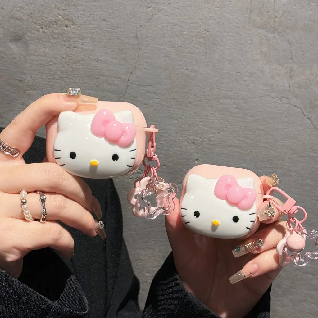 Cute Cartoon KT Earphone Case for Airpods 1 2 3 4 Pro 2 3  Wireless Bluetooth Headset Protective Cover Pro2 Pro3 with Pendant