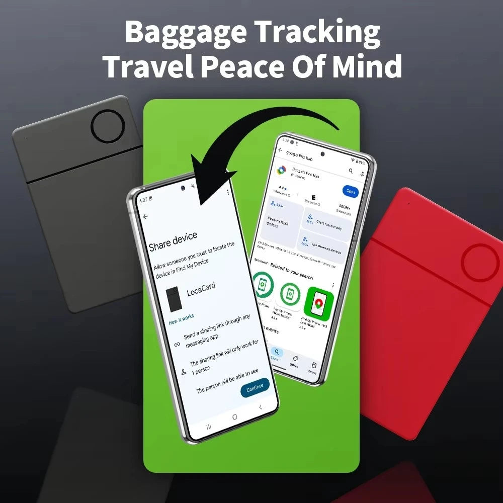 Slim Wireless Charging Card Tracker Android Locator Work with Google Find Hub App Wallet Bag Anti-loss Finder Gift Choice