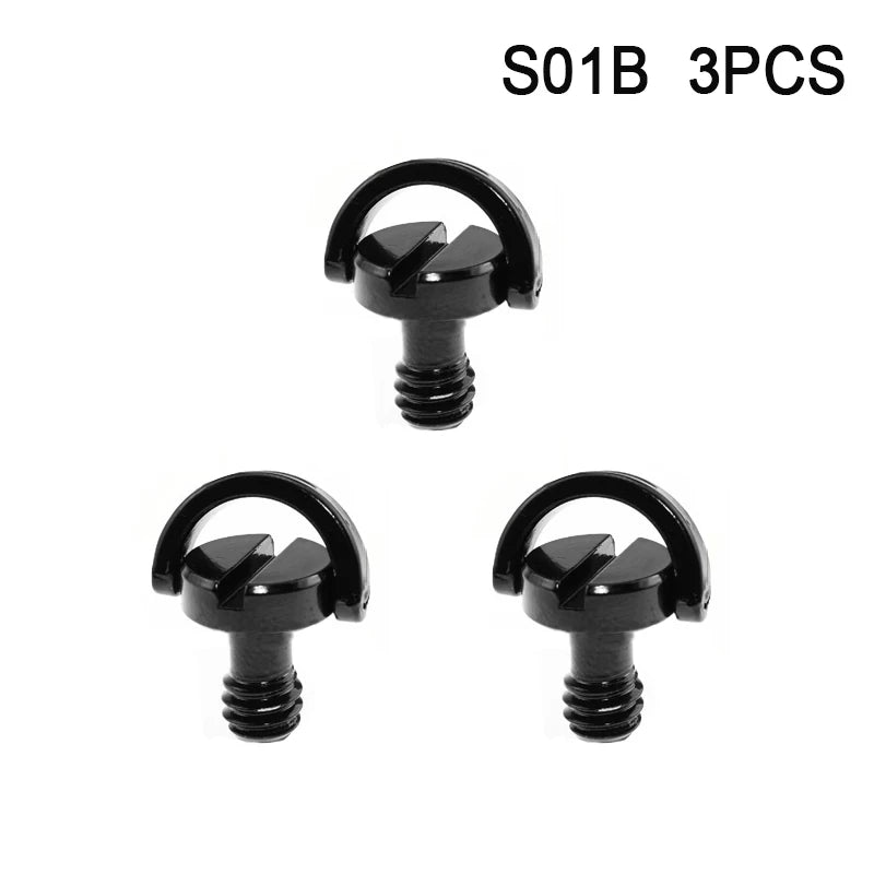 1/4-20 Inch Black Stainless Steel Quick Mount Plate Camera Shoulder Strap Screw Ballhead D-ring Handle Quick Release Screw