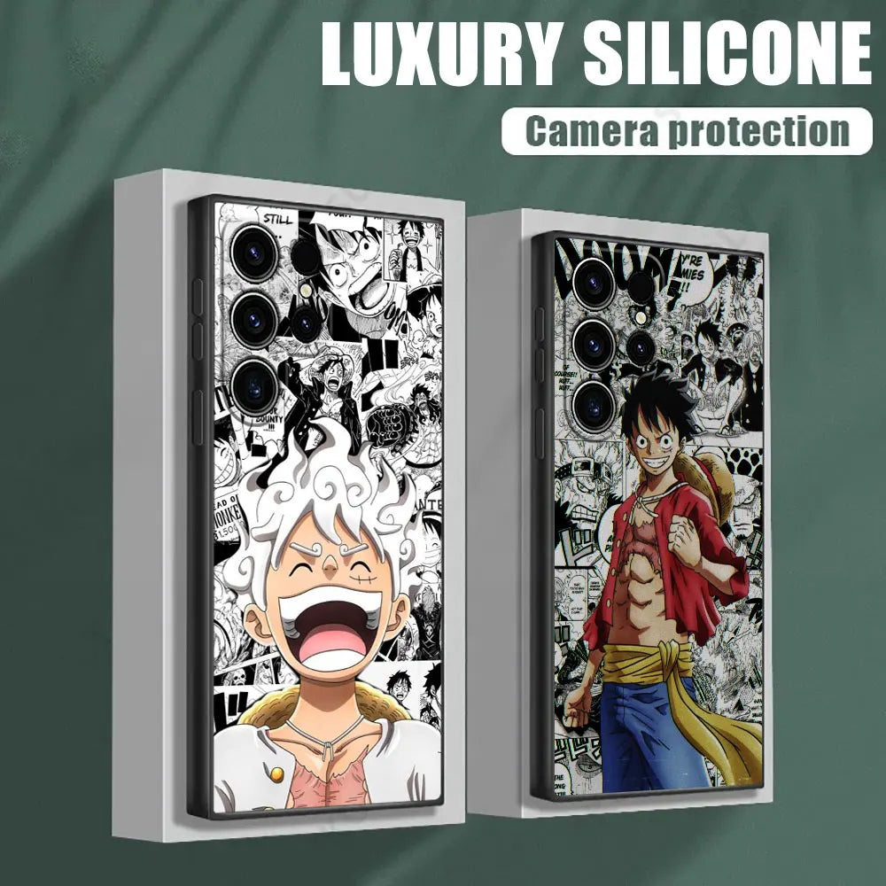 Japan O-One Piece Luffy Gear 5 Phone Case For Samsung Galaxy S25 S24 S23 S20 S21 FE S26 S22 Ultra S26 Plus S25FE Silicone Cover