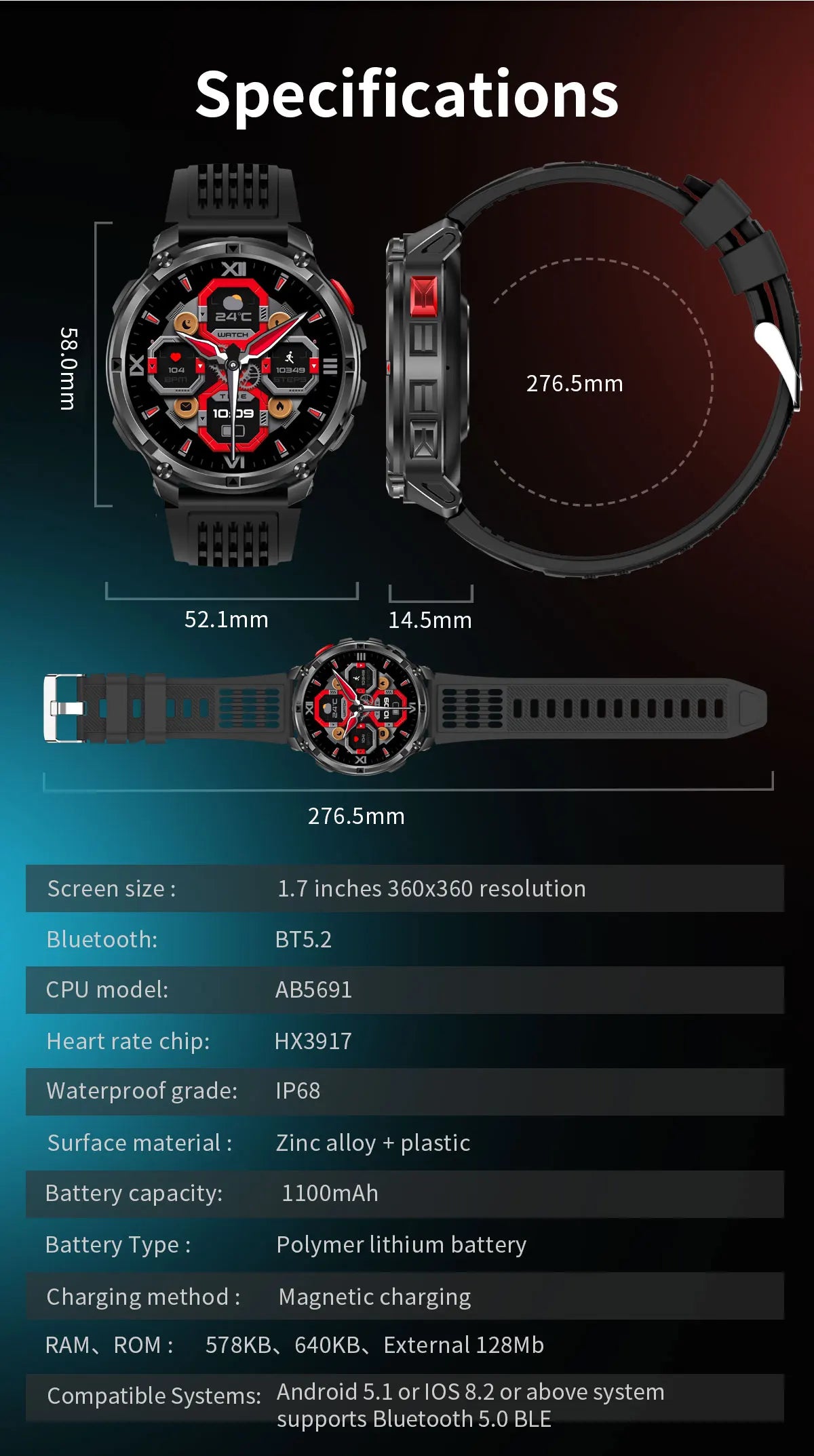2026 New T-Rex3 Pro GPS Sports 1100mAh Smartwatch Men 120-Day Standby Clock Rugged Outdoor Sport 10ATM Waterproof Call Watches