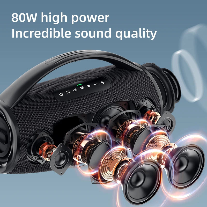 US-S97 80W high power Portable bluetooth speaker RGB colorful light waterproof wireless subwoofer 360 stereo surround TWS FM