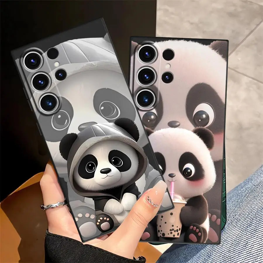Cute Panda Funda Phone Cover Case for Samsung Galaxy S25 Note 20 8 9 10 S20 Ultra S26 S10 S9 S23 S24 Plus S21 FE
