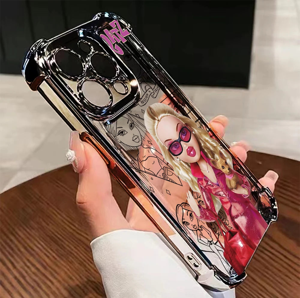 B-Bratz-S Leopard Plating Phone Case For Samsung S26 S25 S24 S23 S22 S21 S20 FE Note20 Edge Plus Ultra 4G 5G Anti Fall Airbag