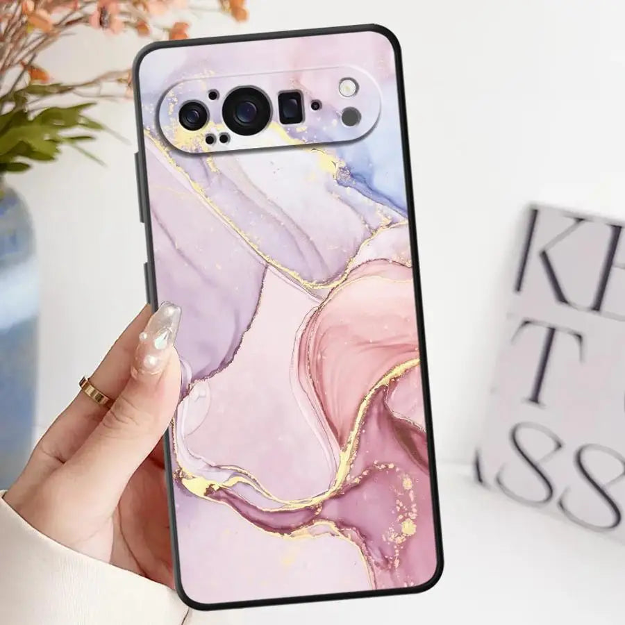 Funda Phone Cover Case for Google Pixel 6a 9a 6 7 8 Pro 10 9 Pro XL 8a 7a Pink And Green Marble
