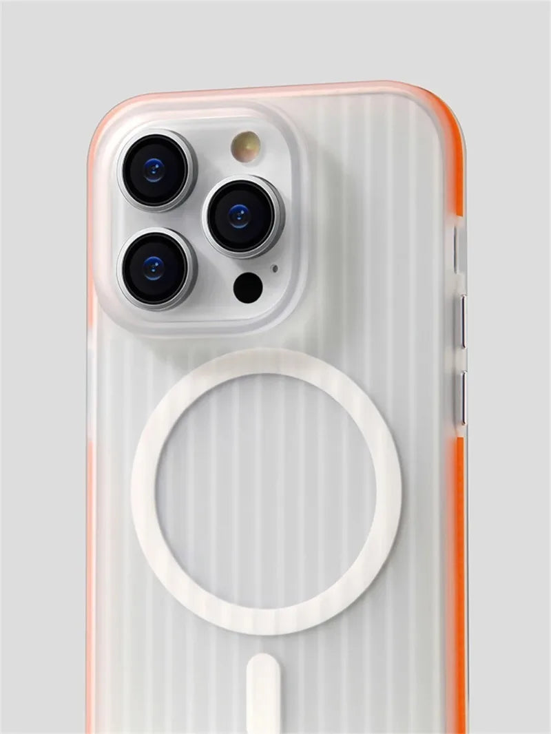 3D Corrugated Magsafe Magnetic Phone Case For iPhone 17 Air 16 15 14 13 12 Pro Max Plus Non-slip Hard Transparent Matte Cover
