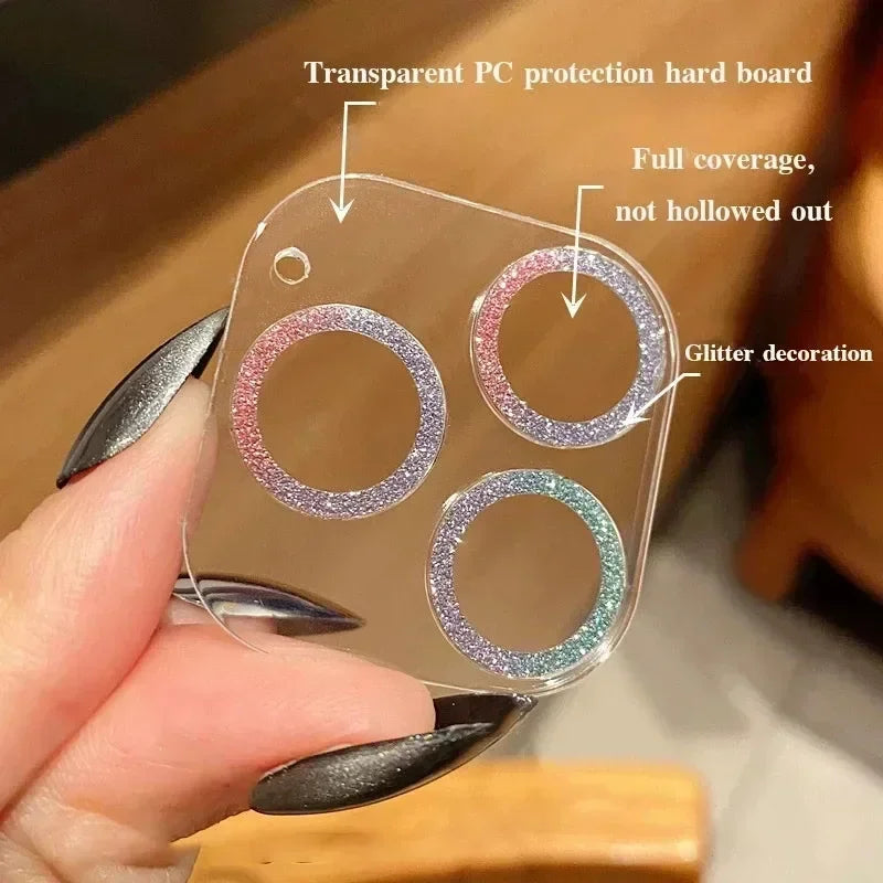 Bling Glitter Diamond Clear Camera Lens Protector Case for IPhone 15 14 13 12 17 16 Pro Max Mini Plus 16Pro 15Pro 16Promax Cover