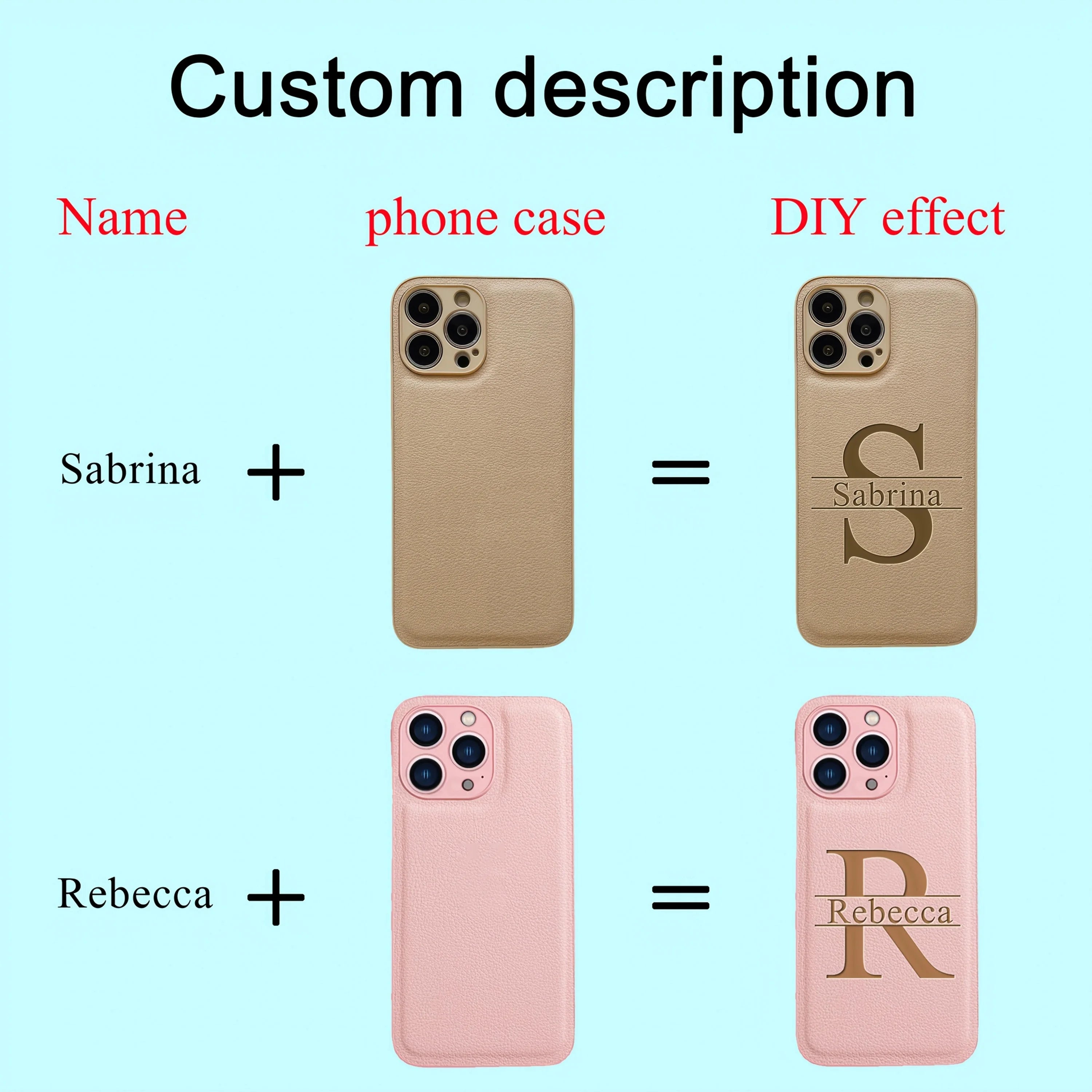 Personalized Customized Name Case For iPhone 17 16 15 14 13 12 11 Pro Max Plus Air Big Letter Laser Engraving Soft Leather Cover