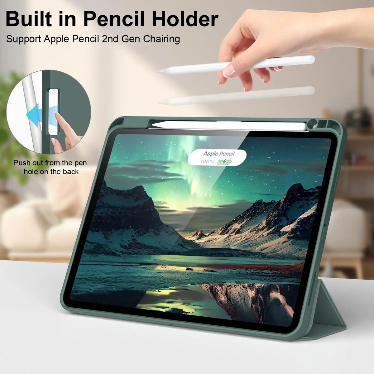 Pencil Case for iPad Air Pro 10.9 11 12.9 13 A16 10th 11th Generation Air 4 5 6 7 Trifold Stand Flip Cover With Pencil Holder