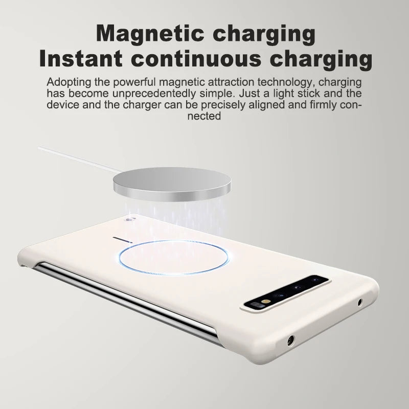 for Magsafe Bezel-less Phone Case for Samsung S10 Plus S20+ S21 FE S22 S23 Note 20 Ultra Thin Frameless Hard PC Magnetic Cover