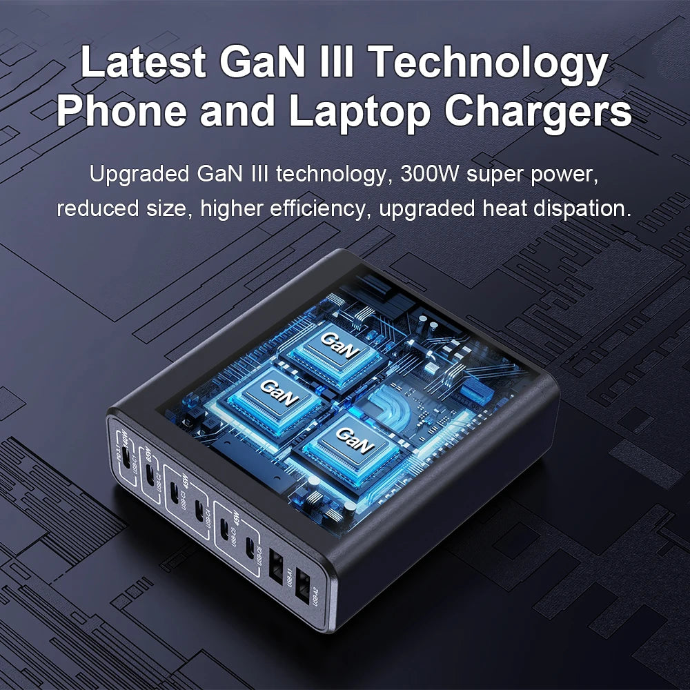 Ubigbuy 300W USB C Fast Charger Multi Port GaN 140W PD 3.1 Charging Station PPS 100W 45W for MacBook Pro M2 iPhone 15 14 Galaxy