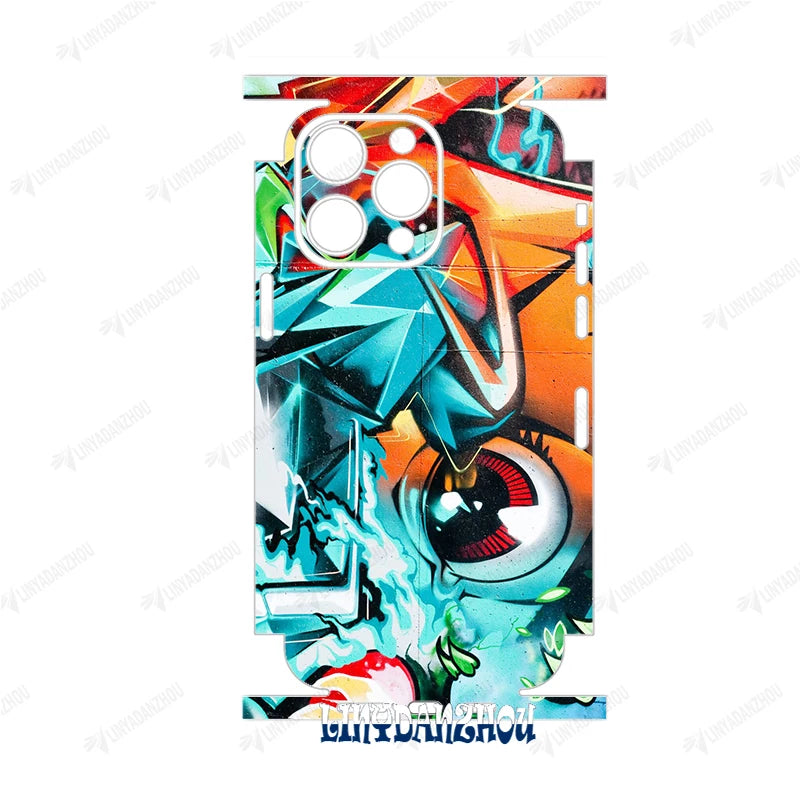 Colorful Decal Skin for iPhone 17 16 15 14 13 12 11 Pro XS Max XR Soft Back Screen Protector 3M Wrap with Side Skin Sticker