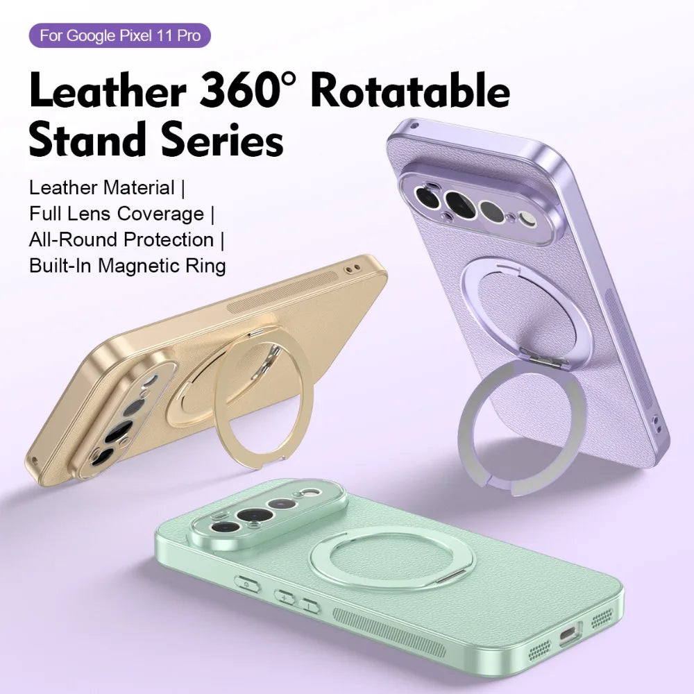 Luxury 360° Rotating Bracket Magnetic Case for Google Pixel 11 10 9 Pro XL 10A 9A 8A for Magsafe Full Lens Protection Back Cover