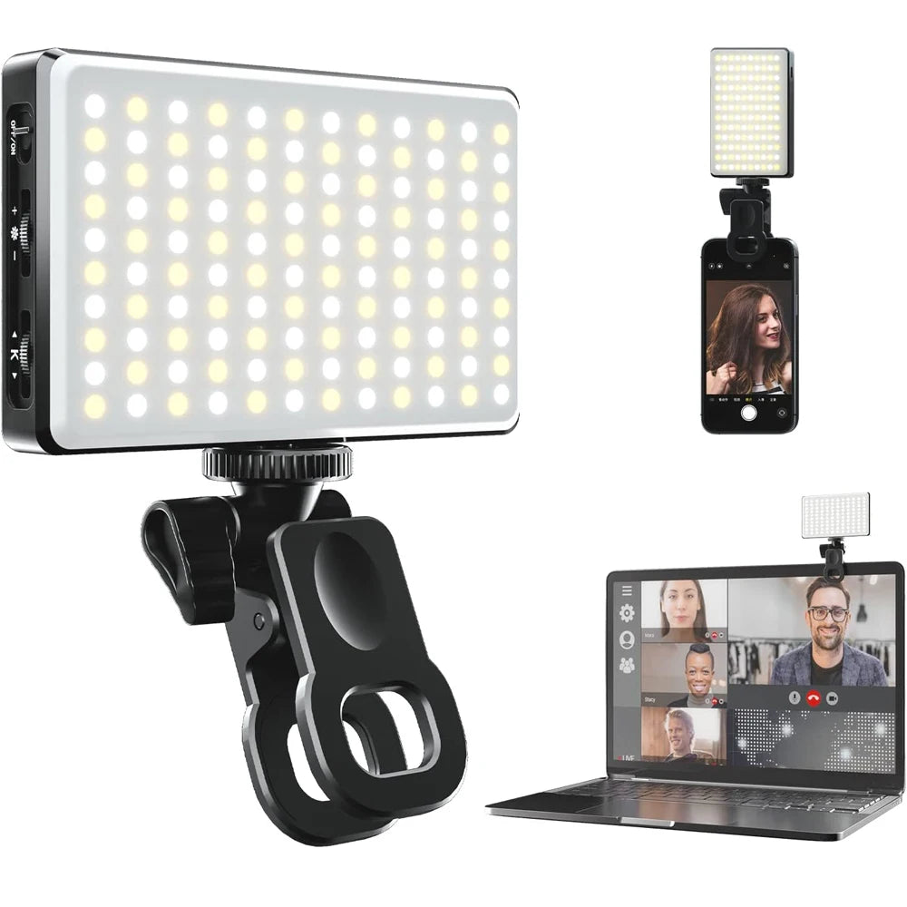 LED Selfie Light 120 LED 3000Mah Rechargeable Phone Light Clip 3 Light Modes Ring Light for Phone iPad Camera Laptop Selfie