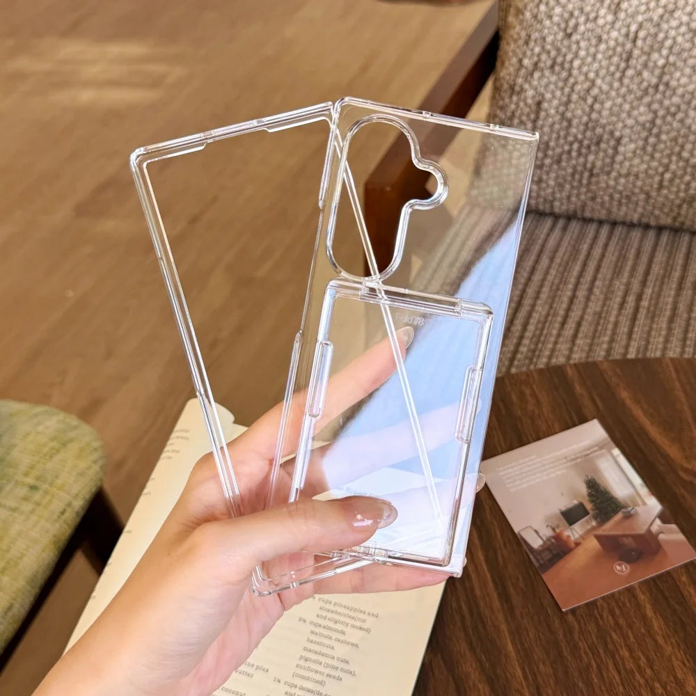 Wallet Holder Transparent Phone Case For Samsung Galaxy Z Fold 8 Ultra Z Fold 8 7 6 5 Frosted Clear Card Slot Hard Cover Z Fold8