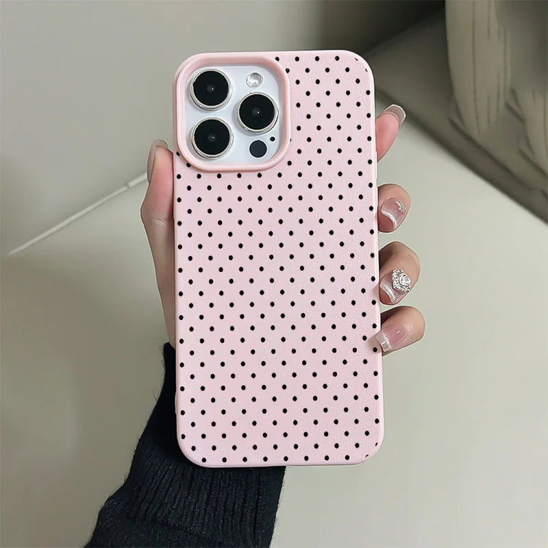 Black Dot Pattern Pink Phone Case for Samsung S26 S25 S24 S23 S22 S21 S20 Note20 Ultra Plus A73 A55 5G Silicone Cover