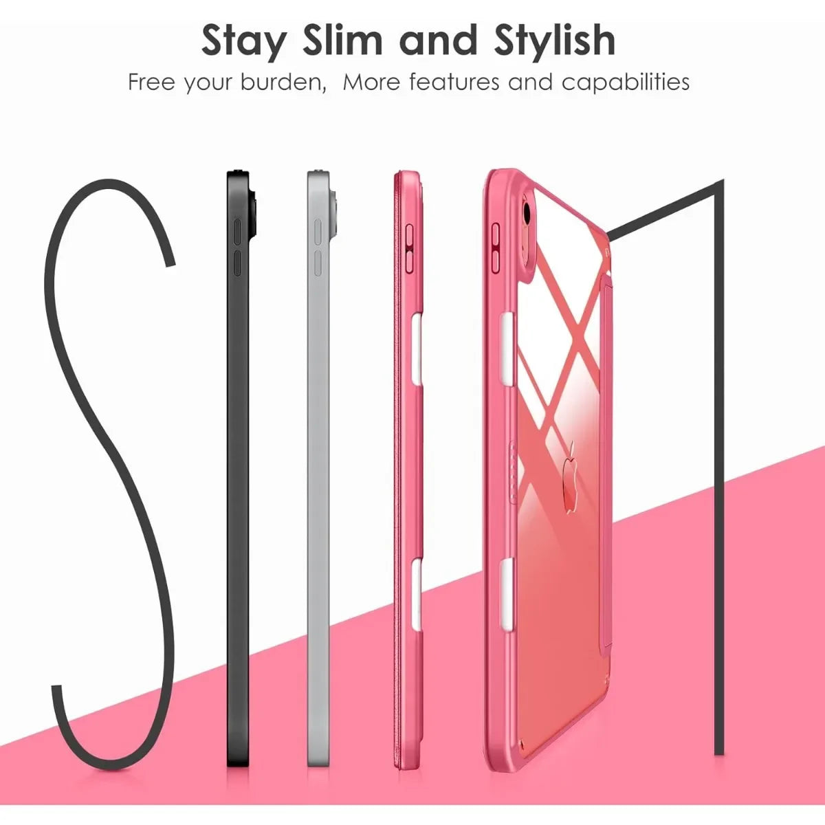 Solid Color Tablet Case for IPad (A16) 11inch 2025 10th 10.9Inch Clear Back TPU Shockproof Protector Cover with Pencil Holder