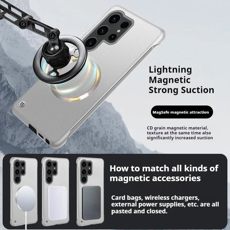Thin Frameless Ultra Thin Magnetic Phone Case for Samsung Galaxy S25 Ultra S25 S24 S23 S22 Plus PC Hard Protective Cooling Cover