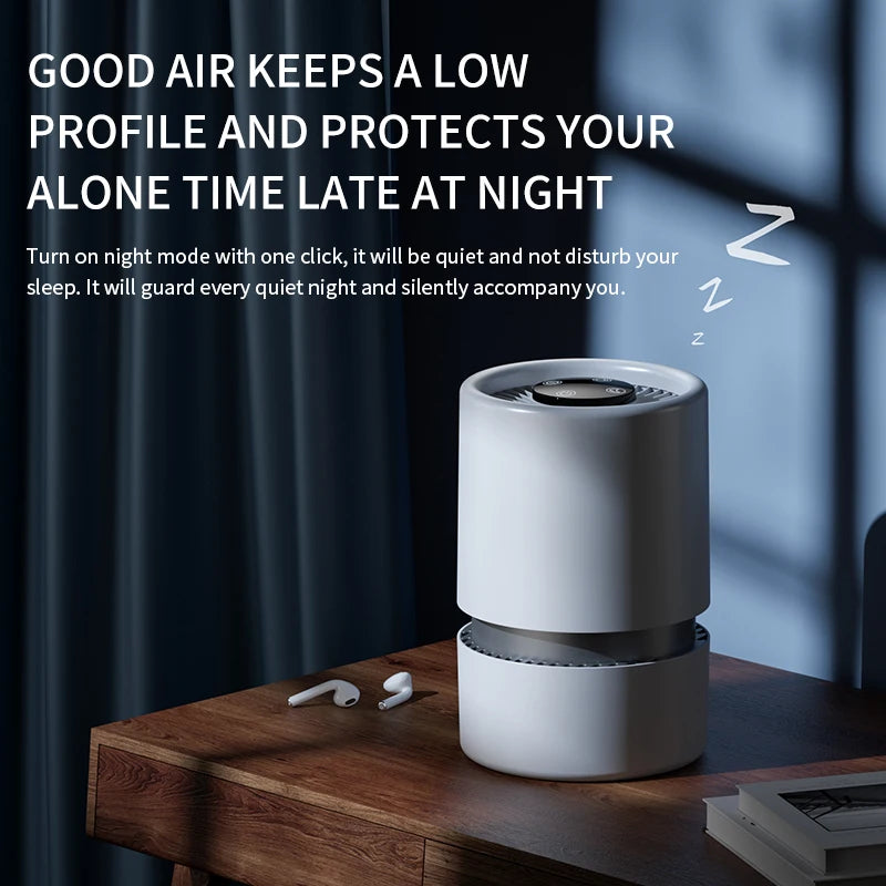 ZNLYRION Mini Desktop Air Purifier HEPA Activated Carbon Filter Negative Ion Blue Light Purification 2 Speed Wind Aroma Function Remove Formaldehyde Smoke Odor Dust